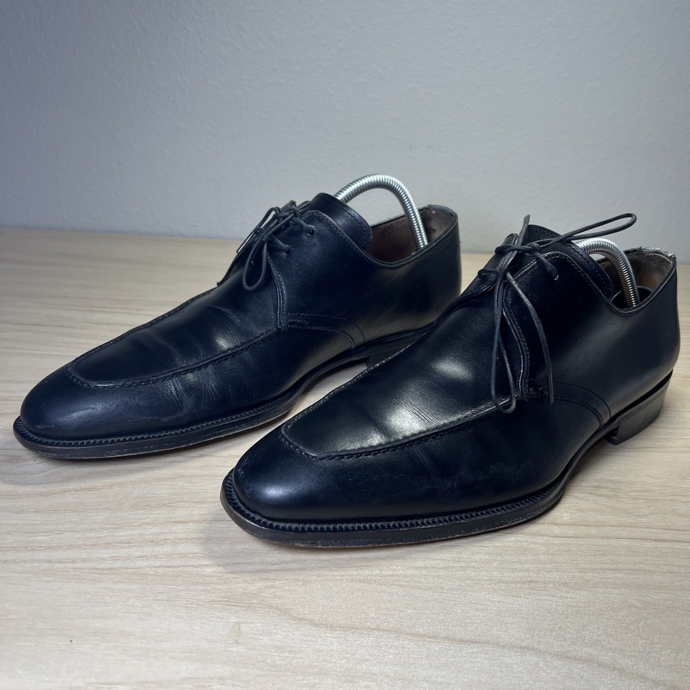 Magnanni Basilio Black Leather Oxford Apron Toe Made in Spain Men's 10 (12436) - Picture 1 of 13